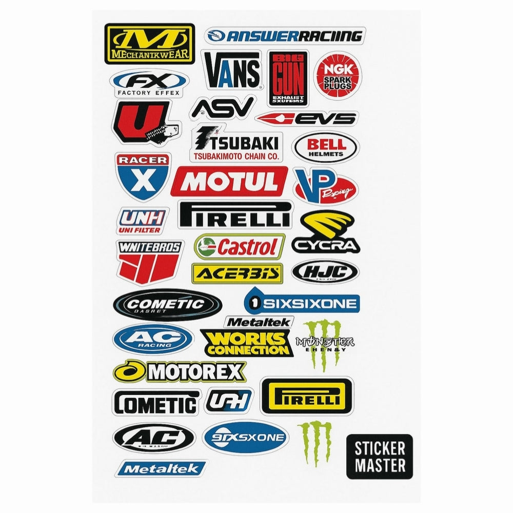 Sticker Master Sponsor Set 6 Motor, Kask, Laptop, Araba, Oto Araç İçin Dayanıklı Etiket Decal