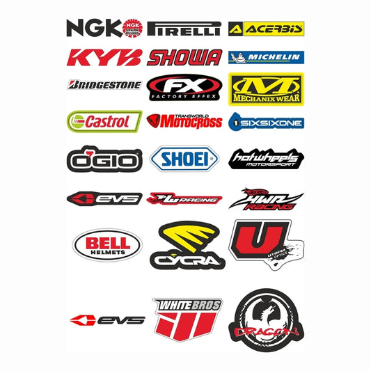 Sticker Master Sponsor Sticker Set 9 – Motor, Kask, Laptop, Araba, Oto Araç İçin Dayanıklı Etiket Decal
