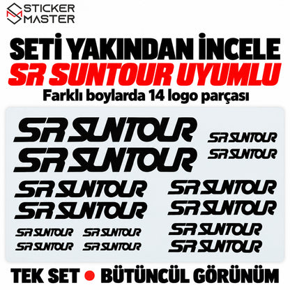 SR Suntour uyumlu setin farklı boylarda 14 siyah logo parçası