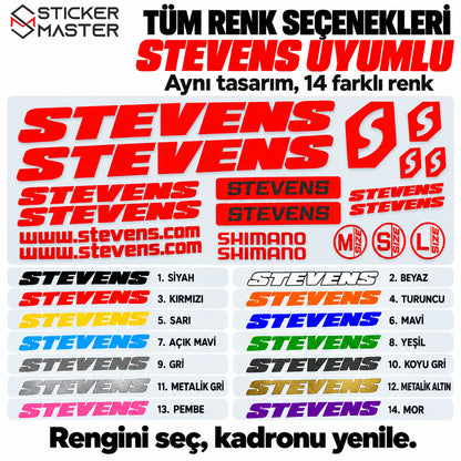 STEVENS uyumlu bisiklet kadro sticker setinin 14 renk seçeneği