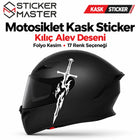 Kılıç Alev Desenli Motosiklet Kask Sticker | 1 Adet, 17 Renk