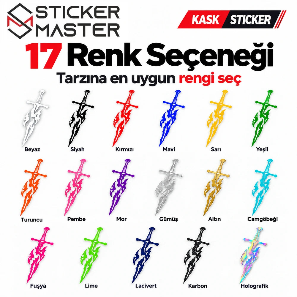 Motosiklet kask sticker 17 renk ve folyo seçeneği