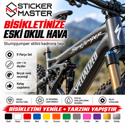 Stumpjumper uyumlu bisiklet kadro sticker uygulama görünümü