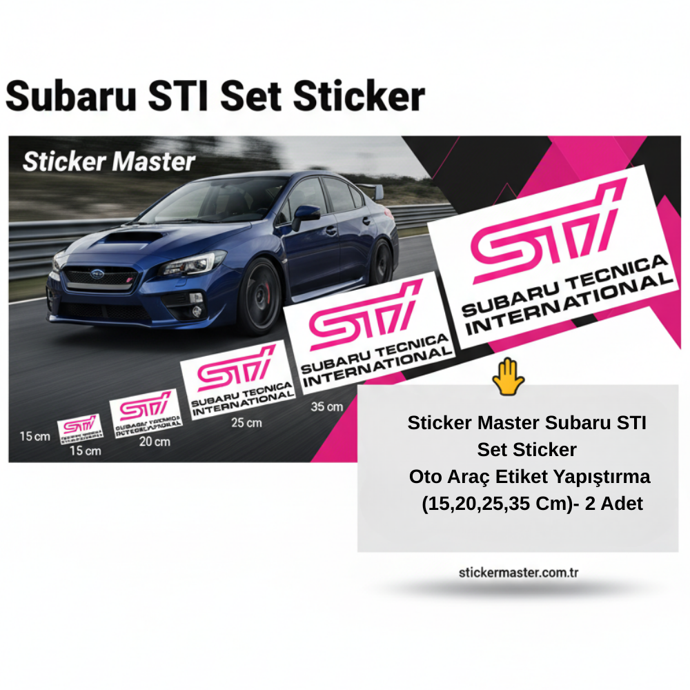 Sticker Master Subaru STI Set Sticker Oto Araç Etiket Yapıştırma (15,20,25,35 Cm)- 2 Adet