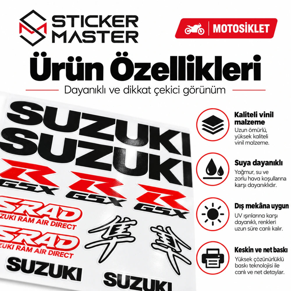 Suzuki motosiklet sticker seti vinil folyo malzeme özellikleri