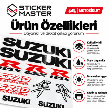 Suzuki motosiklet sticker seti vinil folyo malzeme özellikleri