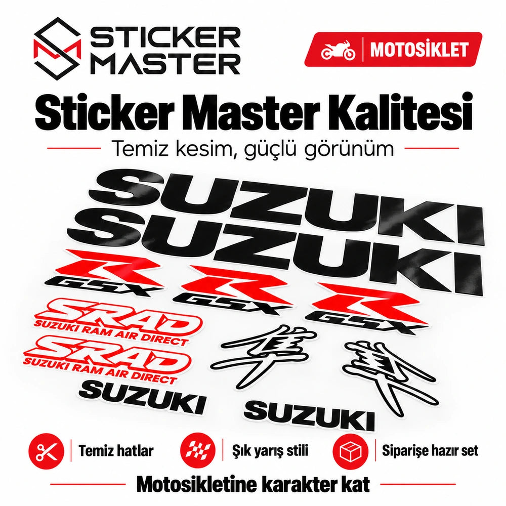 Sticker Master Suzuki GSX-R SRAD 11 parçalı sticker kalite görseli