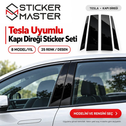 Tesla uyumlu kapı direği sticker seti 8 model yıl 25 renk desen ana görsel