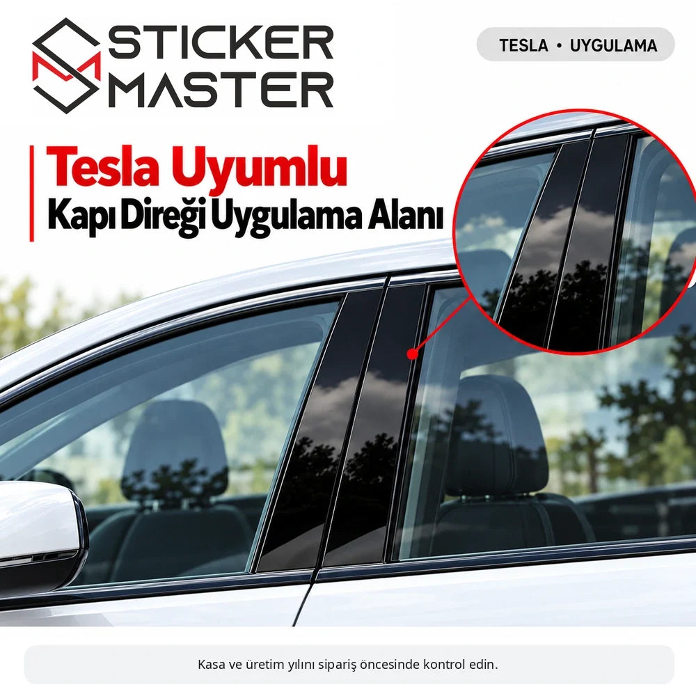 Tesla kapı direği sticker B sütunu uygulama alanı