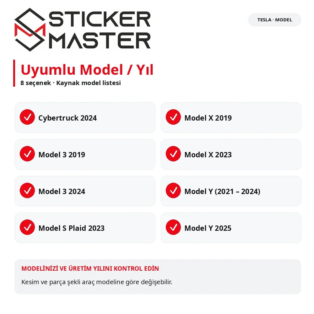 Tesla uyumlu kapı direği sticker 8 model yıl Cybertruck Model 3 Model S Plaid Model X Model Y