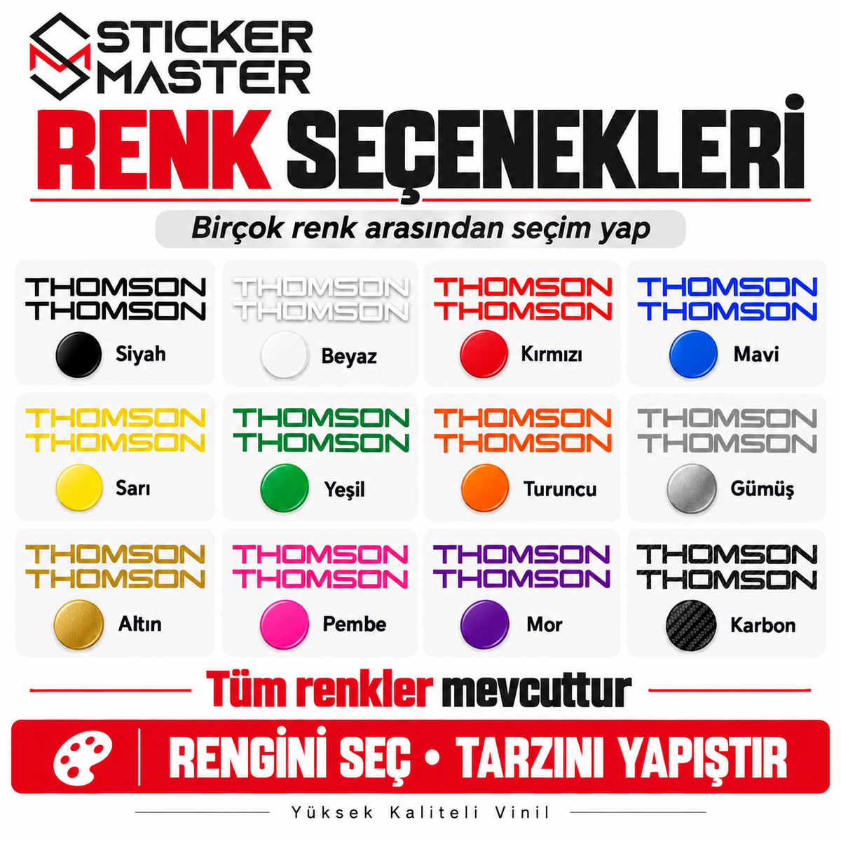 Thomson bisiklet sticker renk seçenekleri