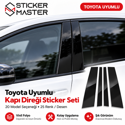 Toyota uyumlu kapı direği sticker seti 20 model ana ürün görseli