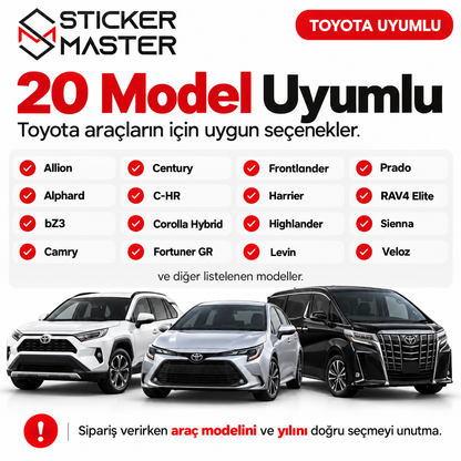 Toyota kapı direği sticker seti uyumlu model seçenekleri