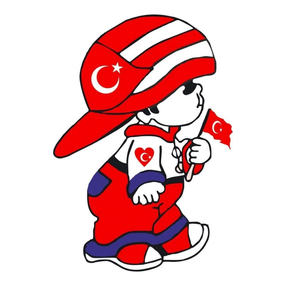 Sticker Master – Türk Bayraklı Çocuk Sticker 15 cm | Milli Ruhun Sevimli Hali