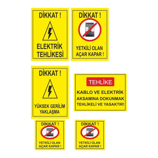 Sticker Master Uyarı Levhaları Sticker Seti 1 – Elektrik Güvenliği 6'lı (12x17 cm)