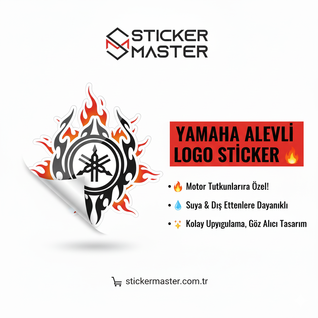 Sticker Master Yamaha Alevli Logo Sticker Motor Çıkartma Etiket 15 Cm