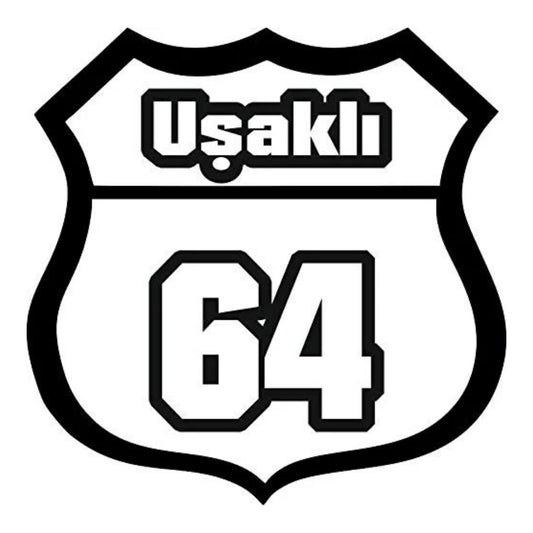 Sticker Master Uşaklı 64 Sticker – 12 cm Plaka Tasarımlı Memleket Etiketi