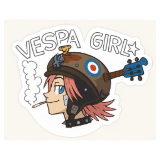 Sticker Master Vespa Girl Sticker – 12 cm Retro Anime Tarzı Kız Sürücü Etiketi
