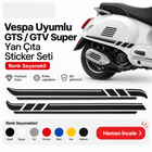 Vespa Uyumlu GTS/GTV Super Yan Çıta Sticker Seti | Sağ-Sol