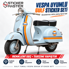 Vespa Uyumlu Gulf Temalı Scooter Sticker Seti | 10 Parça