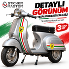 Vespa Uyumlu İtalya Stili Arı Scooter Sticker Seti | 3 Parça