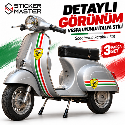 Vespa uyumlu İtalya stili arı scooter sticker seti ana görsel
