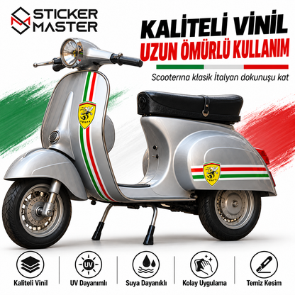 Vespa uyumlu İtalya stili premium vinil sticker özellikleri