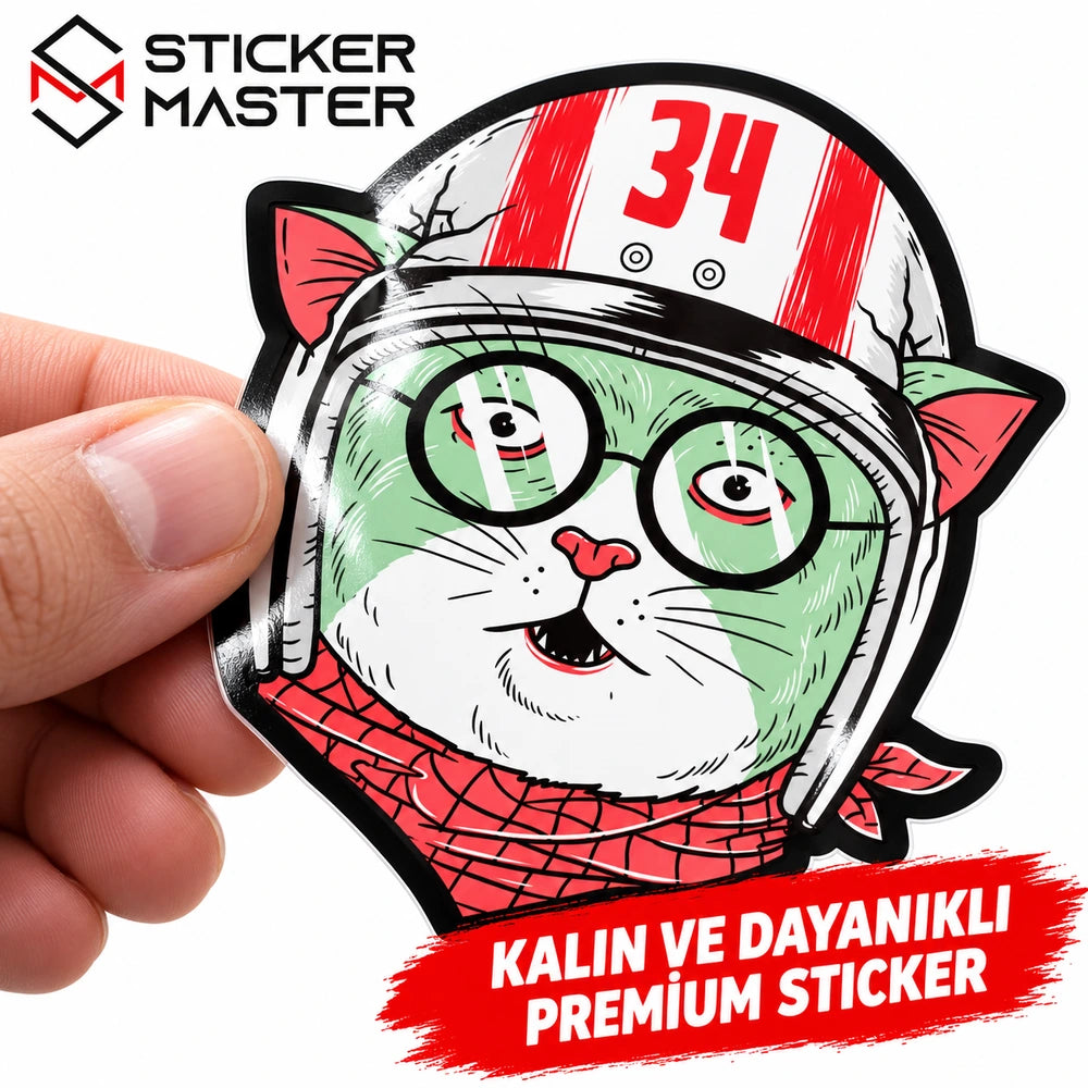 Vespa Kedi Sticker 34 numaralı kedi tasarımı yakın plan görseli