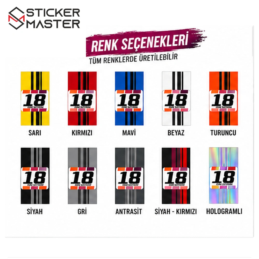 Vespa kişiye özel numara sticker seti renk seçenekleri hologramlı siyah kırmızı dahil