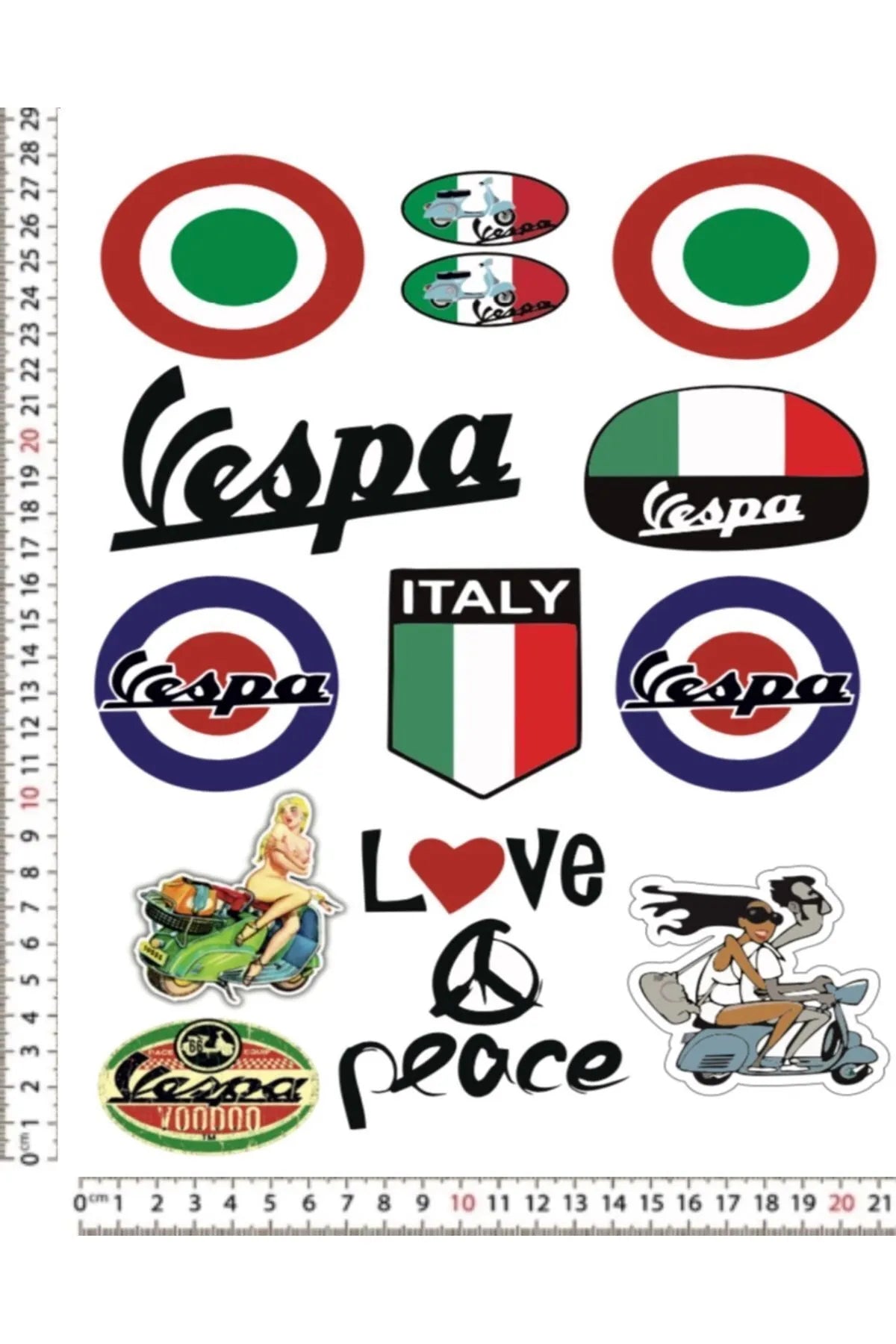 Sticker Master Vespa Sticker Seti – Kendinden Yapışkanlı, Su Geçirmez, Solmaz, Kolay Uygulanabilir Dekoratif Çıkartmalar