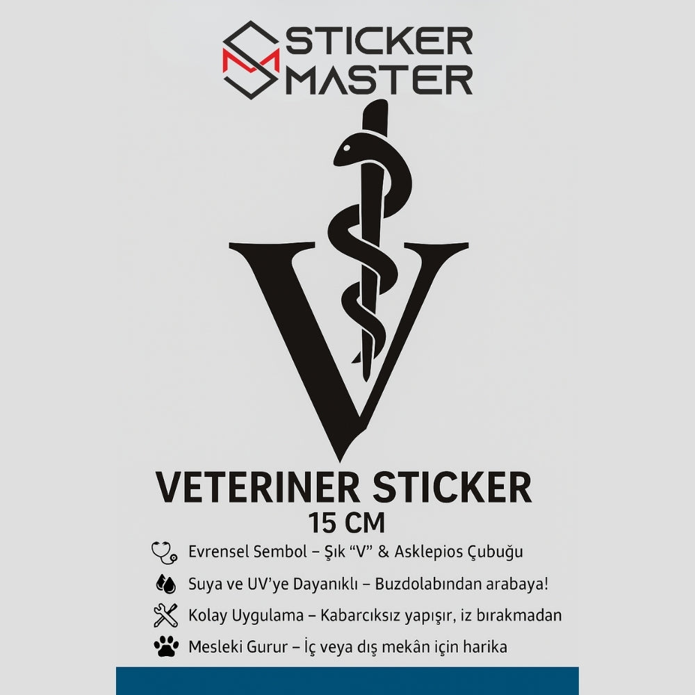 Sticker Masters Veteriner Hekim Doktor Motor, Kask, Laptop, Araba, Oto Araç İçin Dayanıklı Etiket Decal