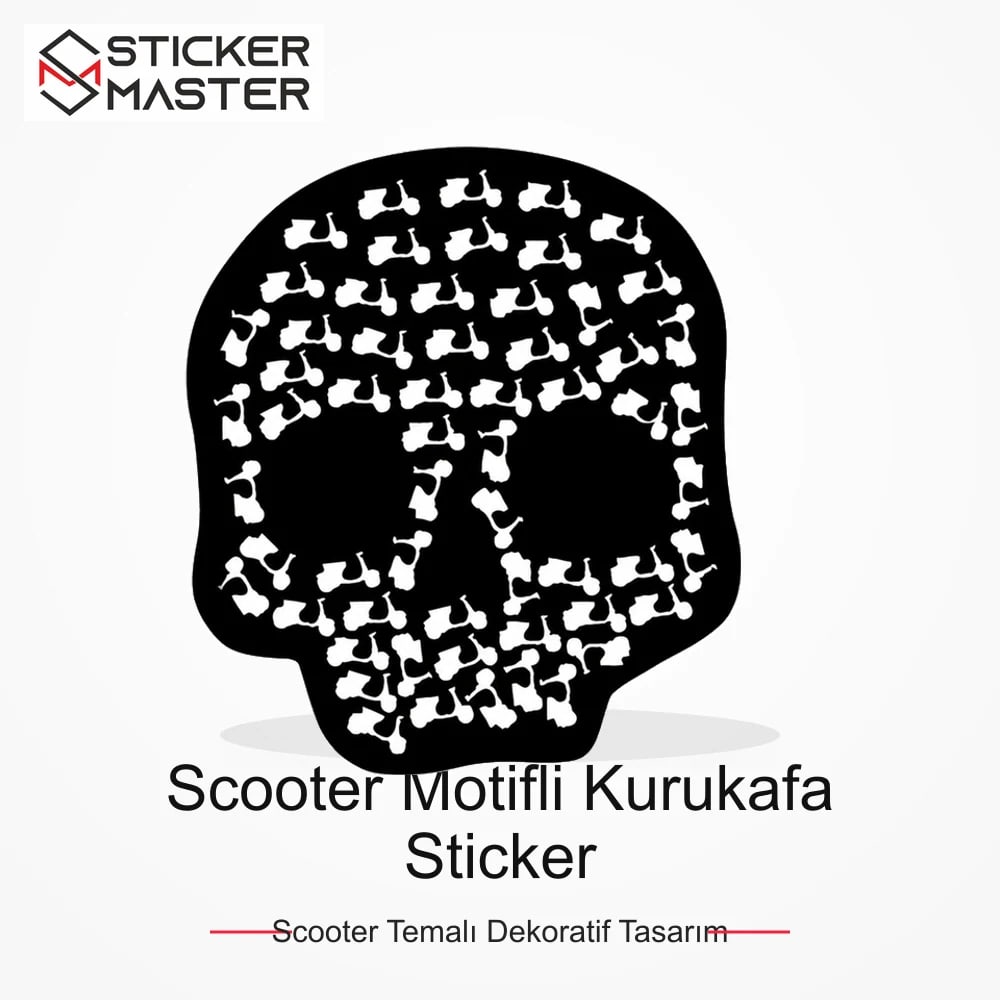 Vespa Uyumlu Scooter Motifli Kurukafa Sticker VSP10 ana ürün görseli - Sticker Master