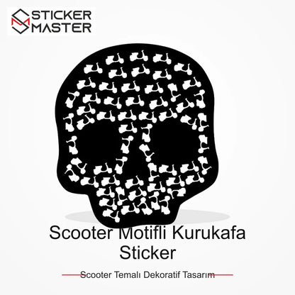 Vespa Uyumlu Scooter Motifli Kurukafa Sticker VSP10 ana ürün görseli - Sticker Master