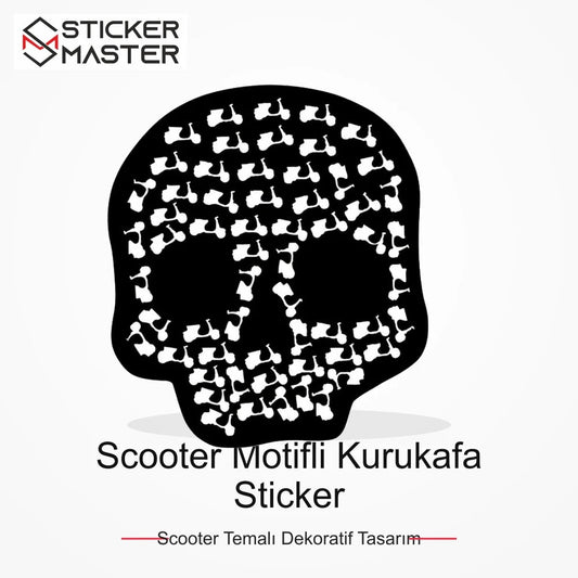 Vespa Uyumlu Scooter Motifli Kurukafa Sticker VSP10 ana ürün görseli - Sticker Master