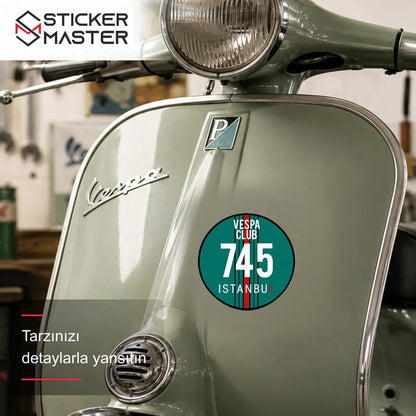 Vespa Uyumlu Istanbul Club Sticker VSP20 scooter üzerinde uygulama örneği - Sticker Master