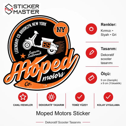 Vespa Uyumlu Moped Motors Sticker VSP24 ölçü, renk ve ürün bilgisi - 9 cm (Genişlik) x 9 cm (Yükseklik) - Sticker Master
