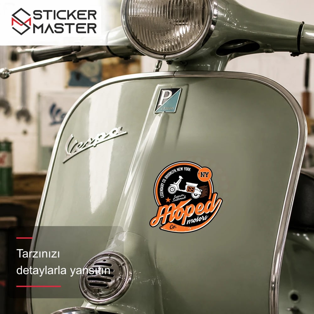 Vespa Uyumlu Moped Motors Sticker VSP24 scooter üzerinde uygulama örneği - Sticker Master