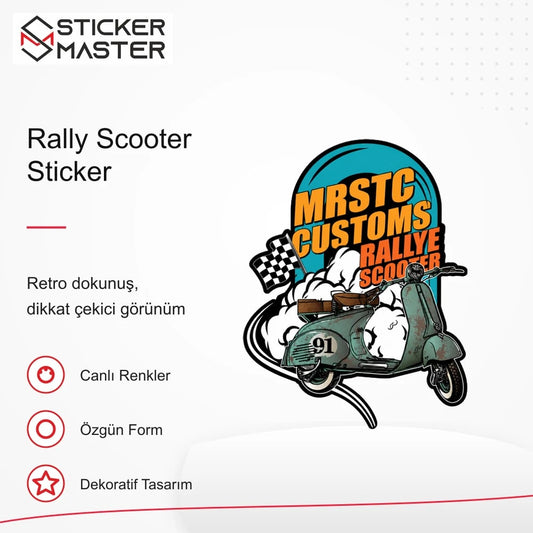 Vespa Uyumlu Rally Scooter Sticker VSP26 retro tasarım ve kullanım özellikleri - Sticker Master