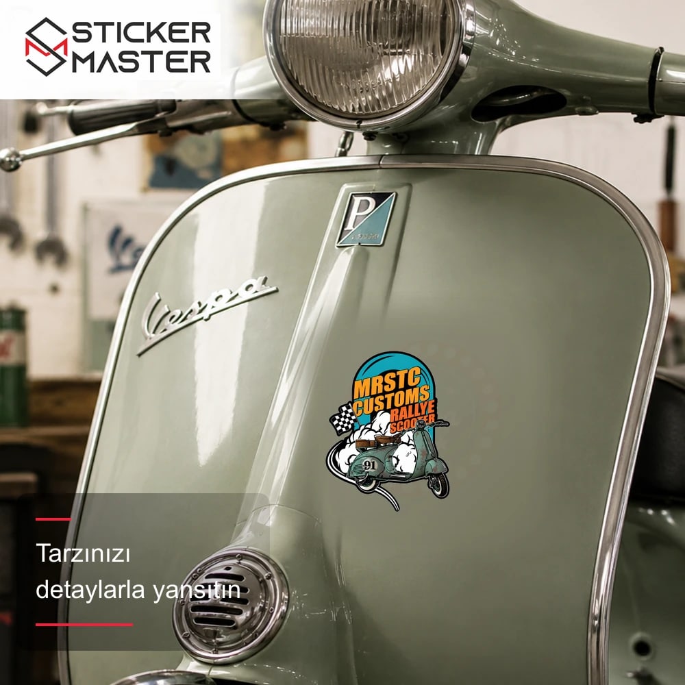 Vespa Uyumlu Rally Scooter Sticker VSP26 scooter üzerinde uygulama örneği - Sticker Master