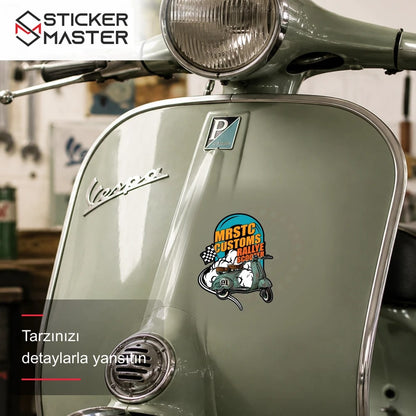 Vespa Uyumlu Rally Scooter Sticker VSP26 scooter üzerinde uygulama örneği - Sticker Master