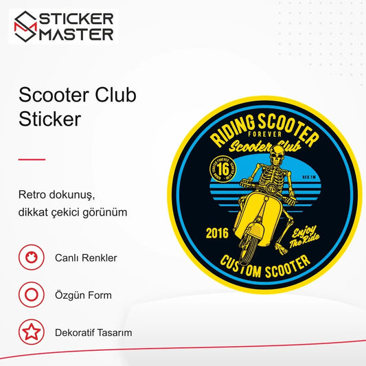 Vespa Uyumlu Scooter Club Sticker VSP27 retro tasarım ve kullanım özellikleri - Sticker Master