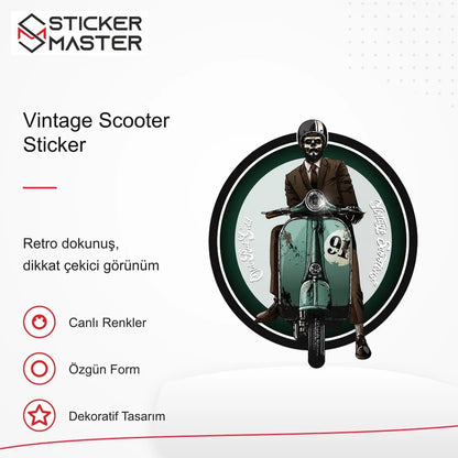 Vespa Uyumlu Vintage Scooter Sticker VSP28 retro tasarım ve kullanım özellikleri - Sticker Master