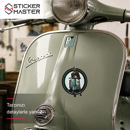 Vespa Uyumlu Vintage Scooter Sticker VSP28 scooter üzerinde uygulama örneği - Sticker Master