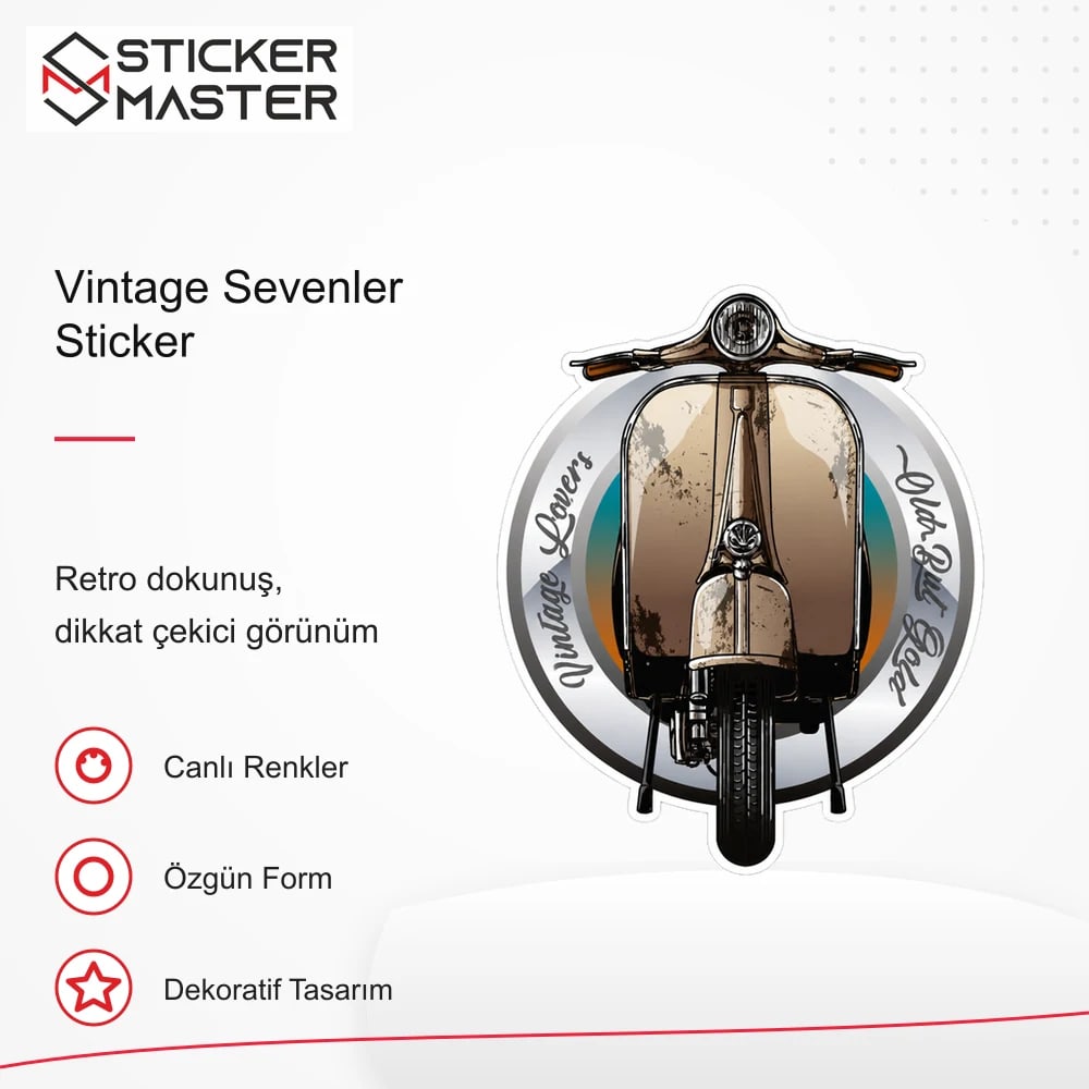 Vespa Uyumlu Vintage Sevenler Sticker VSP29 retro tasarım ve kullanım özellikleri - Sticker Master