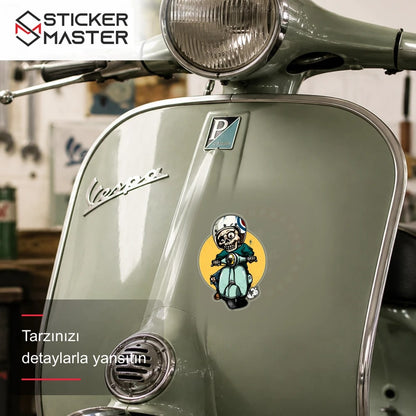 Vespa Uyumlu Zombi Scooter Sticker VSP30 scooter üzerinde uygulama örneği - Sticker Master