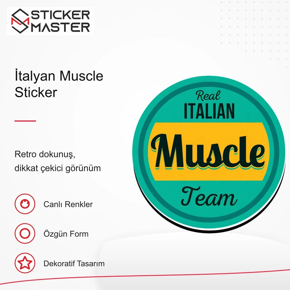 Vespa Uyumlu İtalyan Muscle Sticker VSP31 retro tasarım ve kullanım özellikleri - Sticker Master