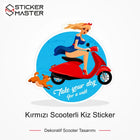 Vespa Uyumlu Kırmızı Scooterli Kiz Sticker VSP32
