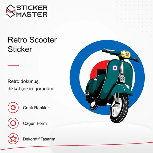 Vespa Uyumlu Retro Scooter Sticker VSP33 retro tasarım ve kullanım özellikleri - Sticker Master