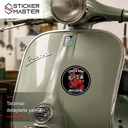 Vespa Uyumlu Scooter Rider Sticker VSP35 scooter üzerinde uygulama örneği - Sticker Master