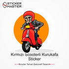 Vespa Uyumlu Kırmızı Scooterli Kurukafa Sticker